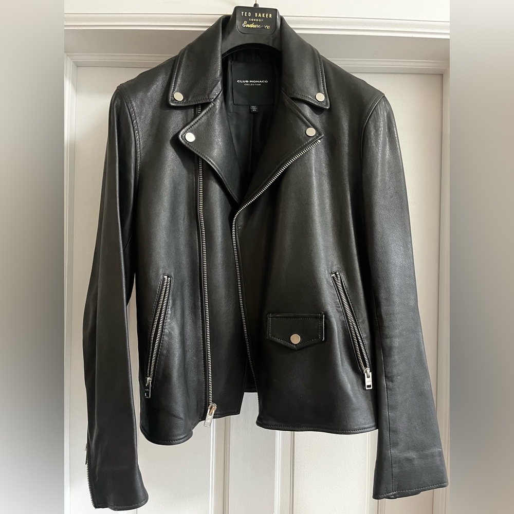 Club Monaco Dark Leather Moto Jacket
